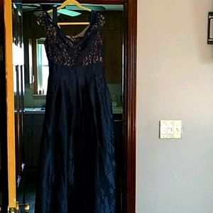 Navy blue full length dress